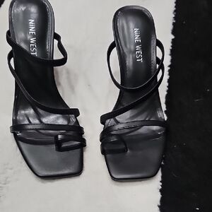 Nine West Black Modern Strappy Heels